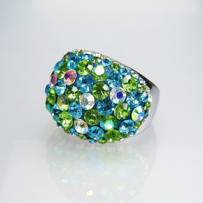 Edelstahlring mit Swarovskisteinen "grün" W 18,8