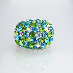 Edelstahlring mit Swarovskisteinen "grün" W 18,8