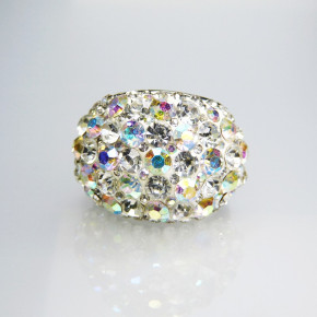 Edelstahlring mit Swarovskisteinen "weiß" W 17,2