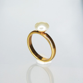 Edelstahlring mit "Perle" Größe 59 (Ø ca. 18,8 mm) / Rosè Vergoldet