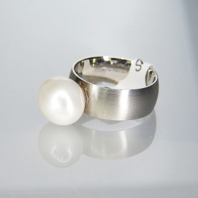 Edelstahlring mit Zuchtperle W 18,8