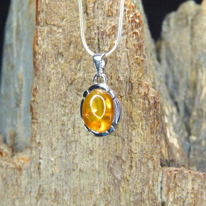 kleiner Silberanhänger mit Bernstein