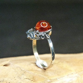 Silberring mit Bernstein Größe 56 (Ø ca. 17,8 mm)