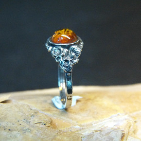 Silberring mit Bernstein Größe 56 (Ø ca. 17,8 mm)
