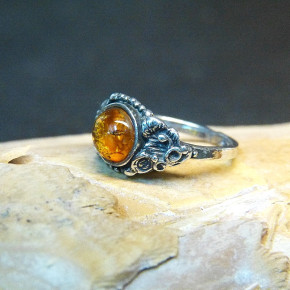 Silberring mit Bernstein Größe 54 (Ø ca. 17,2 mm)