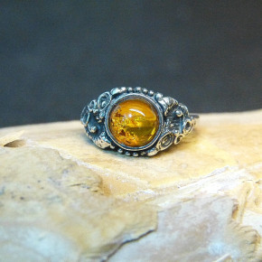 Silberring mit Bernstein Größe 56 (Ø ca. 17,8 mm)