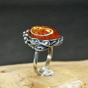 Silberring mit Bernstein W 17,2