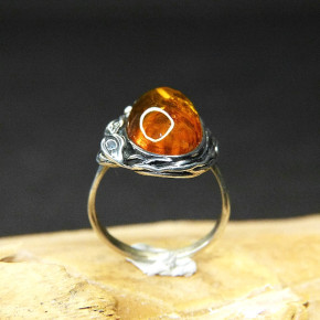 Silberring mit Bernstein W 17,2