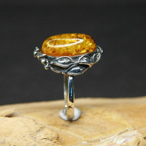 Silberring mit Bernstein W17,8