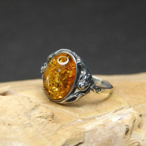 Silberring mit Bernstein W18,5