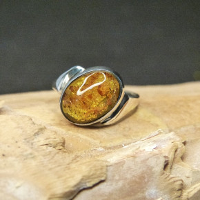 Silberring mit Bernstein W 17,2