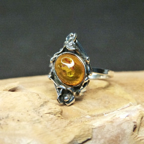 Silberring mit Bernstein W 18,2