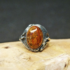 Silberring mit Bernstein W17,5