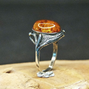 Silberring mit Bernstein W17,5