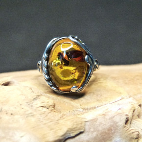 Silberring mit Bernstein W17,5