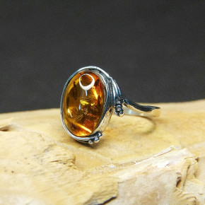 Silberring mit Bernstein W 17,5