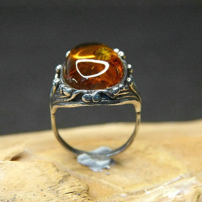 Silberring mit Bernstein W 17,2
