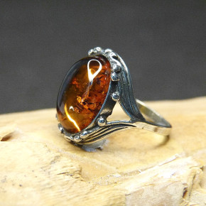 Silberring mit Bernstein W 17,2