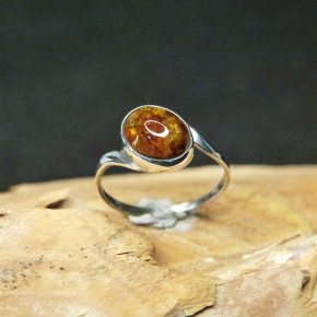 Silberring mit Bernstein Größe 59 (Ø ca. 18,8 mm)