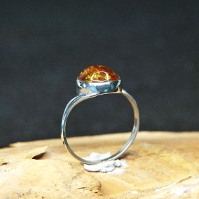 Silberring mit Bernstein Größe 59 (Ø ca. 18,8 mm)