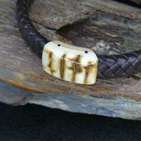Flechtlederarmband mit Mammut-Rinde