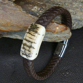 Flechtlederarmband mit Mammutrinde