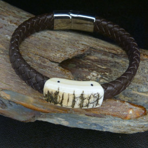 Flechtlederarmband mit Mammutrinde