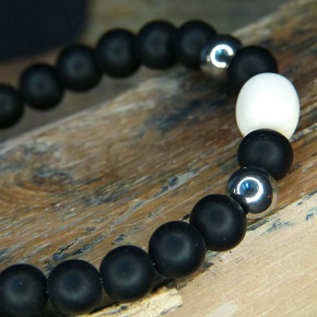 Kugelarmband Mammut/Onix/Edelstahl