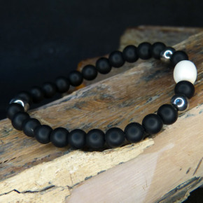 Kugelarmband Mammut/Onix/Edelstahl