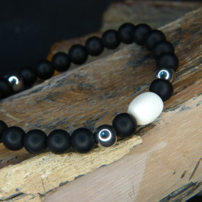 Kugelarmband Mammut/Onix/Edelstahl