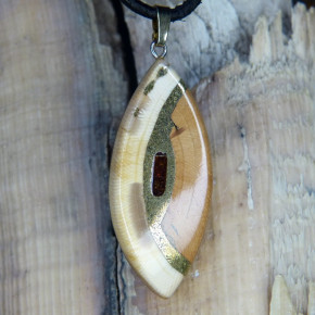 schlanker Mammut-Anhänger mit Bernstein