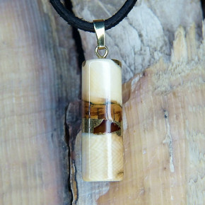 Stabanhänger aus Mammut mit Bernstein