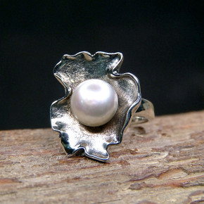 Silberring mit Perle W55/56