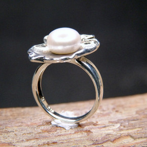 Silberring mit Perle W55/56