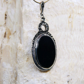 ArtDeco Anhänger Silber mit Onyx
