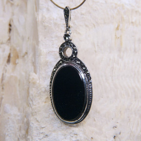 ArtDeco Anhänger Silber mit Onyx