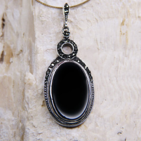 ArtDeco Anhänger Silber mit Onyx