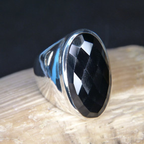 Silberring mit facettiertem Onyx W20