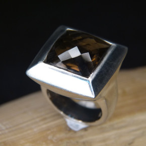 Silberring mattiert mit Rauchtopas W17,5