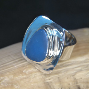 Silberring mit blauem Achat W18