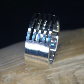 schwerer Silberring gerillt Marke D'oz W21