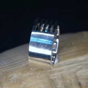 schwerer Silberring gerillt Marke D'oz W21