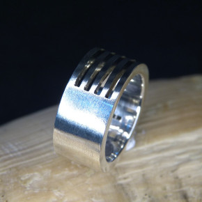 schwerer Silberring gerillt Marke D'oz W21