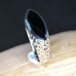 Silberring quer mit Onyx Größe 54 (Ø ca. 17,2 mm)