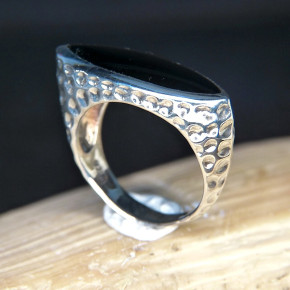Silberring quer mit Onyx Größe 54 (Ø ca. 17,2 mm)
