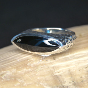 Silberring quer mit Onyx Größe 54 (Ø ca. 17,2 mm)