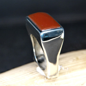auffälliger Silberring mit Stein Größe 59 (Ø ca. 18,8 mm) / Carneol