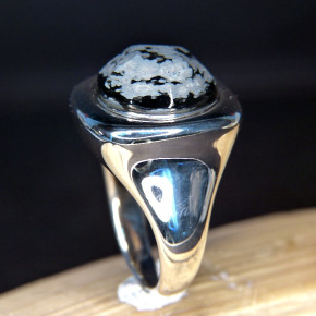 schwerer Silberring mit Obsedian W19,1