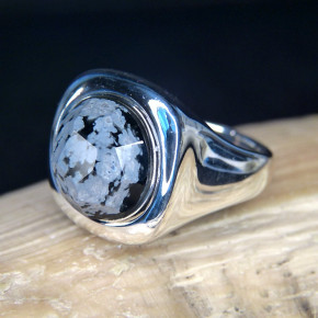 schwerer Silberring mit Obsedian W19,1