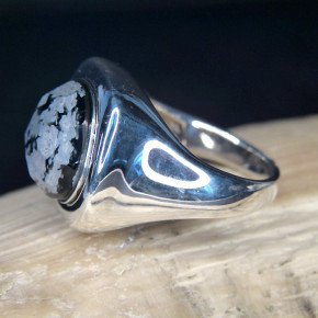 schwerer Silberring mit Obsedian W19,1